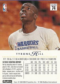 1993-94 SkyBox Premium #74 Tyrone Hill Back