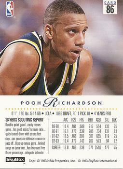 1993-94 SkyBox Premium #86 Pooh Richardson Back