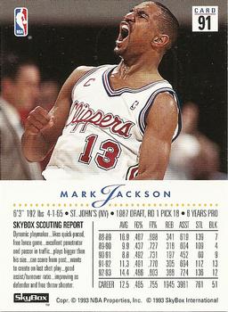 1993-94 SkyBox Premium #91 Mark Jackson Back