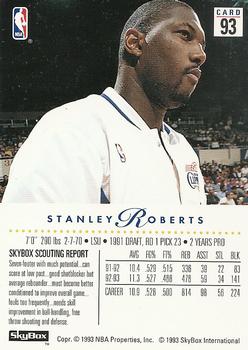 1993-94 SkyBox Premium #93 Stanley Roberts Back