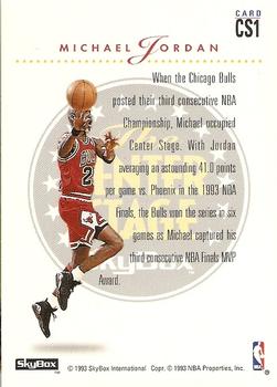 1993-94 SkyBox Premium - Center Stage #CS1 Michael Jordan Back