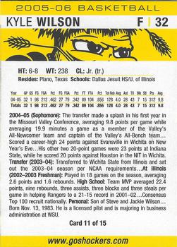 2005-06 Wichita State Shockers #11 Kyle Wilson Back