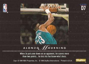 1993-94 SkyBox Premium - Dynamic Dunks #D7 Alonzo Mourning Back