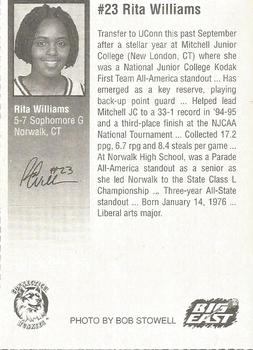 1995-96 Connecticut Huskies Women #NNO Rita Williams Back