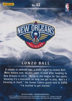 2019-20 Panini Origins #43 Lonzo Ball Back