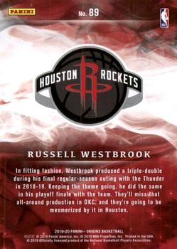 2019-20 Panini Origins #89 Russell Westbrook Back
