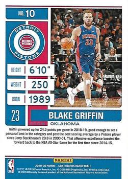 2019-20 Panini Contenders #10 Blake Griffin Back