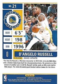 2019-20 Panini Contenders #21 D'Angelo Russell Back