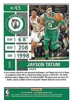 2019-20 Panini Contenders #43 Jayson Tatum Back