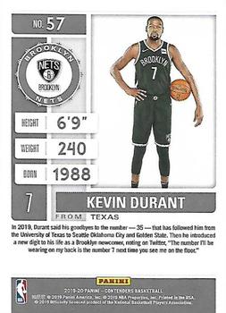 2019-20 Panini Contenders #57 Kevin Durant Back