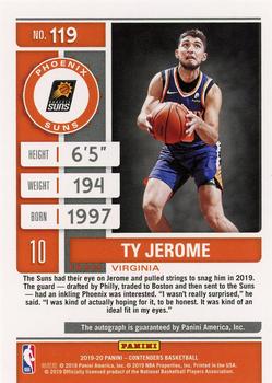 2019-20 Panini Contenders #119 Ty Jerome Back