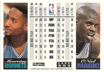 1993-94 SkyBox Premium - Showdown Series #SS3 Alonzo Mourning / Shaquille O'Neal Back