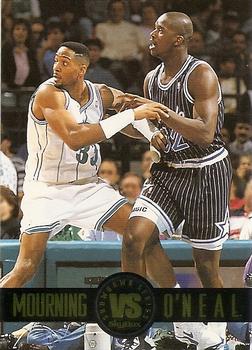1993-94 SkyBox Premium - Showdown Series #SS3 Alonzo Mourning / Shaquille O'Neal Front