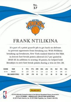 2018-19 Panini Immaculate Collection - Blue #37 Frank Ntilikina Back