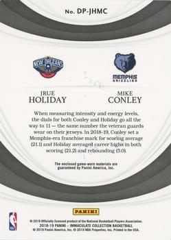 2018-19 Panini Immaculate Collection - Dual Patches Jersey Number #DP-JHMC Mike Conley / Jrue Holiday Back