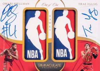 2018-19 Panini Immaculate Collection - Dual Rookie Logoman Autographs #DR-OT Trae Young / Omari Spellman Front