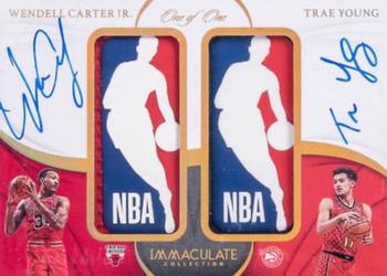 2018-19 Panini Immaculate Collection - Dual Rookie Logoman Autographs #DR-WT Trae Young / Wendell Carter Jr. Front