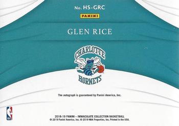 2018-19 Panini Immaculate Collection - Heralded Signatures Blue #HS-GRC Glen Rice Back