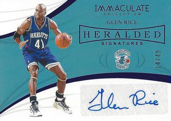 2018-19 Panini Immaculate Collection - Heralded Signatures Blue #HS-GRC Glen Rice Front