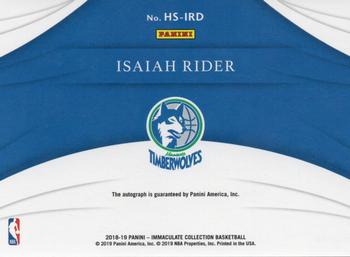 2018-19 Panini Immaculate Collection - Heralded Signatures Blue #HS-IRD Isaiah Rider Back