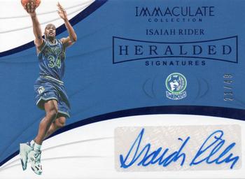 2018-19 Panini Immaculate Collection - Heralded Signatures Blue #HS-IRD Isaiah Rider Front
