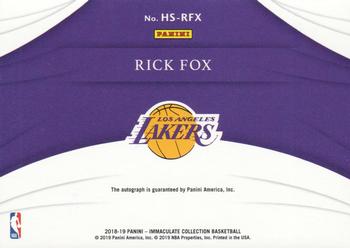 2018-19 Panini Immaculate Collection - Heralded Signatures Red #HS-RFX Rick Fox Back