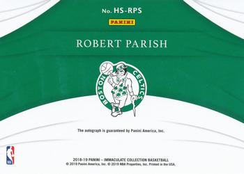 2018-19 Panini Immaculate Collection - Heralded Signatures Red #HS-RPS Robert Parish Back