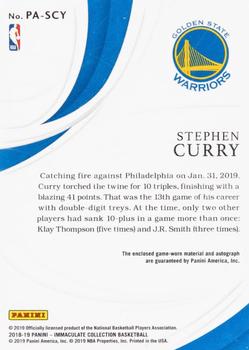 2018-19 Panini Immaculate Collection - Patch Autographs Premium Edition #PA-SCY Stephen Curry Back
