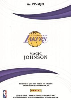 2018-19 Panini Immaculate Collection - Premium Patch Autographs #PP-MJN Magic Johnson Back