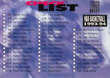 1993-94 Stadium Club #180 Checklist: 91-180 Front