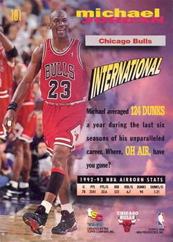 1993-94 Stadium Club #181 Michael Jordan Back
