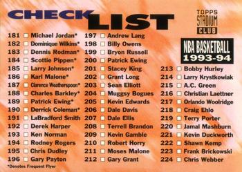 1993-94 Stadium Club #359 Checklist: 181-270 Front