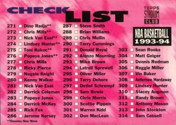 1993-94 Stadium Club #360 Checklist: 271-360 Front