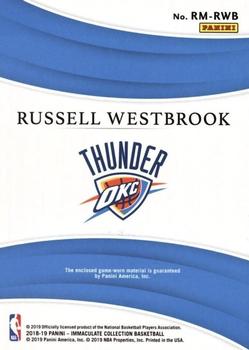 2018-19 Panini Immaculate Collection - Remarkable Memorabilia Gold #RM-RWB Russell Westbrook Back