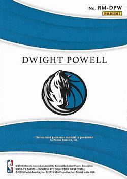 2018-19 Panini Immaculate Collection - Remarkable Memorabilia Red #RM-DPW Dwight Powell Back