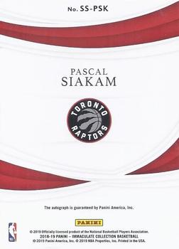 2018-19 Panini Immaculate Collection - Shadowbox Signatures #SS-PSK Pascal Siakam Back