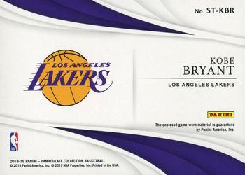 2018-19 Panini Immaculate Collection - The Standard #ST-KBR Kobe Bryant Back