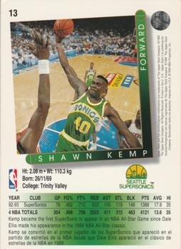 1993-94 Upper Deck Golden Grahams (Spanish) #13 Shawn Kemp Back
