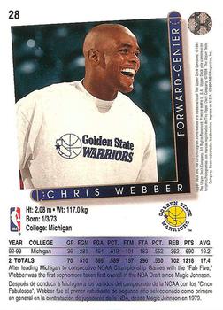 1993-94 Upper Deck Golden Grahams (Spanish) #28 Chris Webber Back