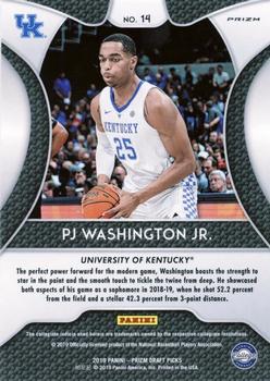 2019 Panini Prizm Draft Picks - Prizms Blue #14 PJ Washington Jr. Back