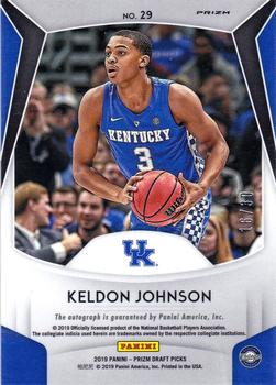 2019 Panini Prizm Draft Picks - Draft Picks Prizms Autographs Carolina Blue #29 Keldon Johnson Back