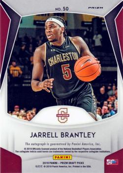 2019 Panini Prizm Draft Picks - Draft Picks Prizms Autographs Red #50 Jarrell Brantley Back