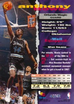 1993-94 Stadium Club - First Day Issue #42 Anthony Bowie Back