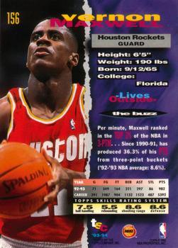 1993-94 Stadium Club - First Day Issue #156 Vernon Maxwell Back