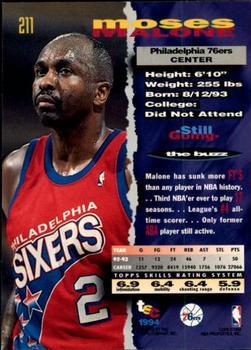 1993-94 Stadium Club - First Day Issue #211 Moses Malone Back