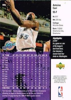 1997-98 Upper Deck Arby's Utah Jazz #RB5 Antoine Carr Back