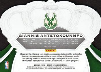 2019-20 Panini Crown Royale #30 Giannis Antetokounmpo Back