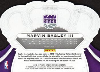2019-20 Panini Crown Royale #44 Marvin Bagley III Back