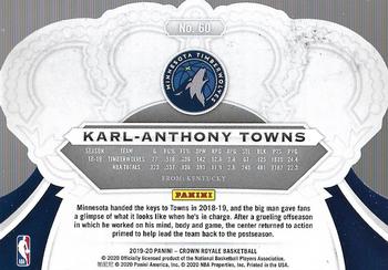2019-20 Panini Crown Royale #60 Karl-Anthony Towns Back