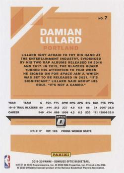 2019-20 Donruss Optic #7 Damian Lillard Back